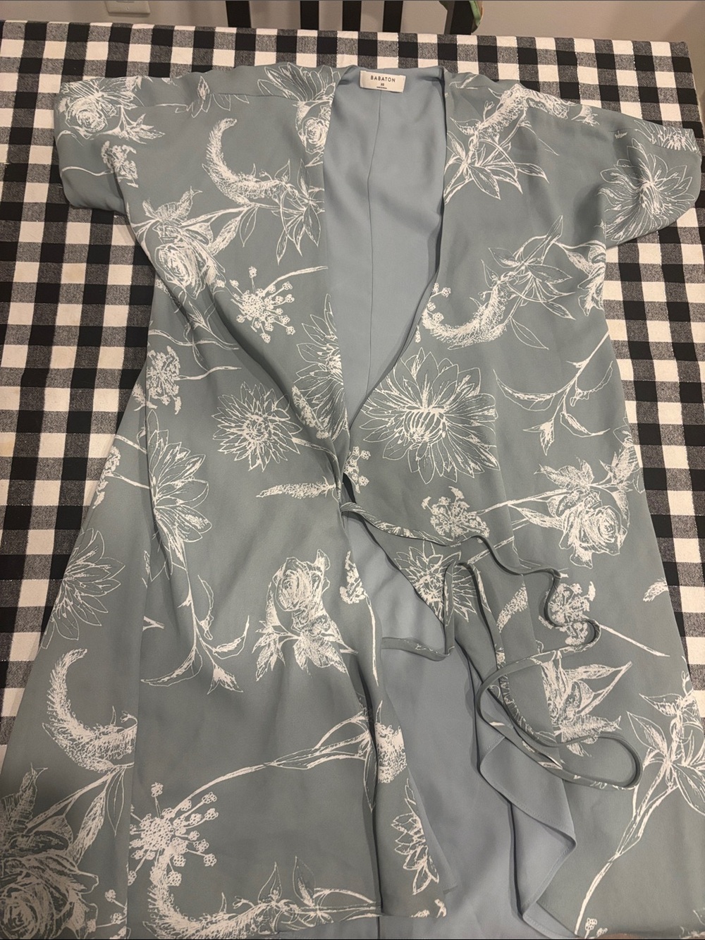 Babaton Sage Blue Floral Wrap Tunic